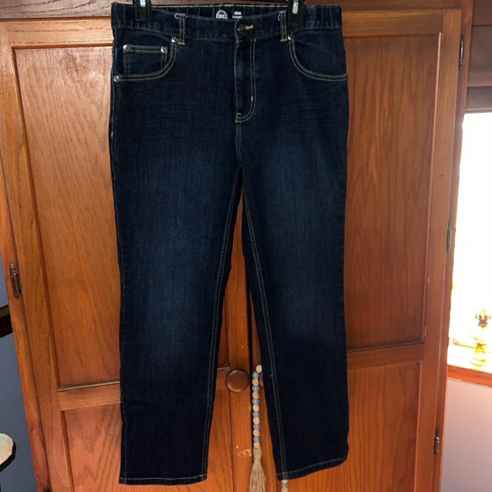 Boys Dark Wash Denim Slim Jeans Size 16 Husky